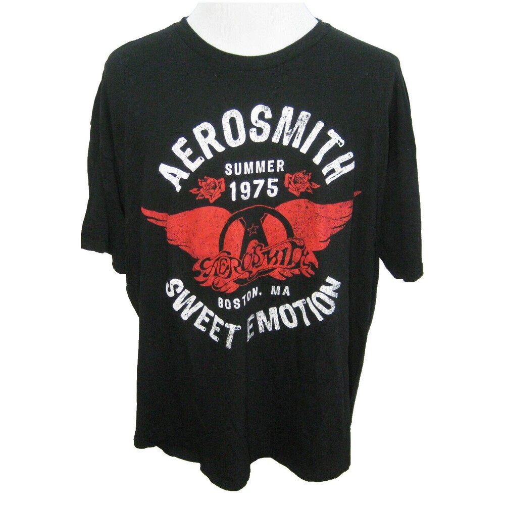 AEROSMITH Men's (Size 3XL) Black Short Sleeve Graphic Rock Band Retro T-Shirt